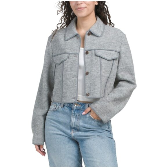 THEORY Wool Crop Boucle Jacket - Picture 1 of 3